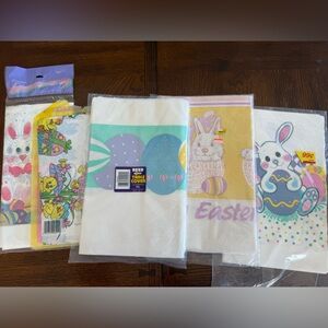 Vintage CA Reed‎ Paper Plastic Table Covers lot of 5 Easter Bunny Egg Basket